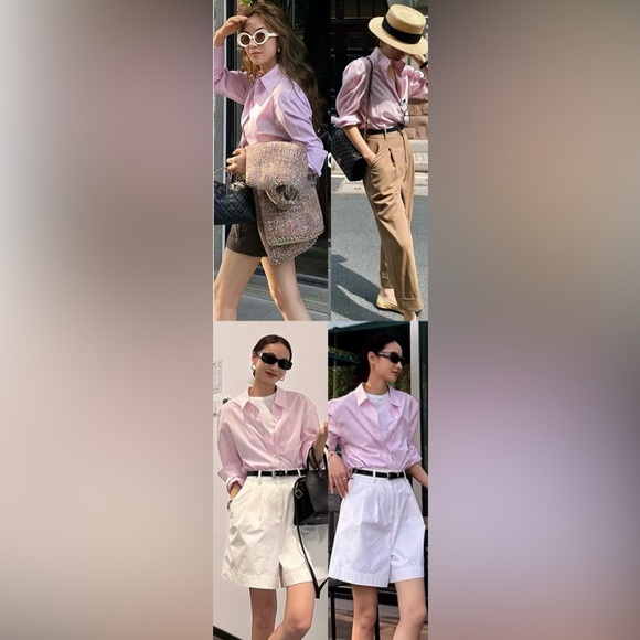 Vtg Y2k LISSEO Long Sleeve Button Down Shirt Pink White Striped Made in JP Sz S - Picture 3 of 8